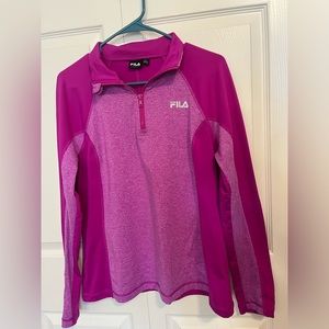FILA Sport Size L Womens Pink Purple Warm Up Jacket 1/4 Zip Pullover Long Sleeve
